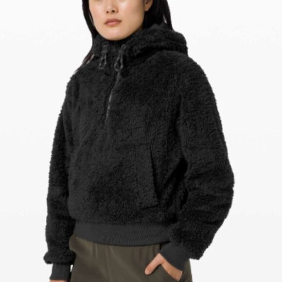 Lululemon Oh So Sherpa Half Zip in Black sz 14 - Picture 1 of 6